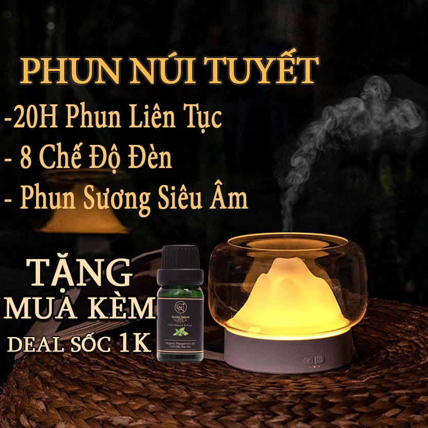 Máy Xông Tinh Dầu, Phun Sương Tinh Dầu Siêu Âm | Đèn Xông Cao Cấp Hình Núi Tuyết, Hoa Hồng | Dung Tích 400ml.