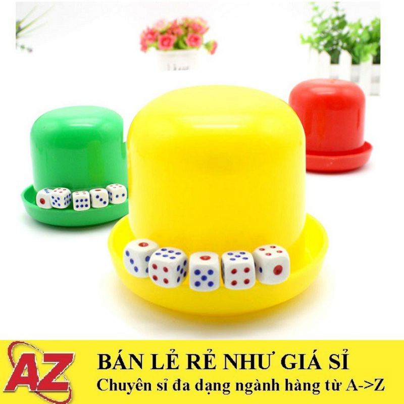 Bộ xí ngầu bằng nhựa (Trộn màu) tặng kèm 5 viên xúc sắc