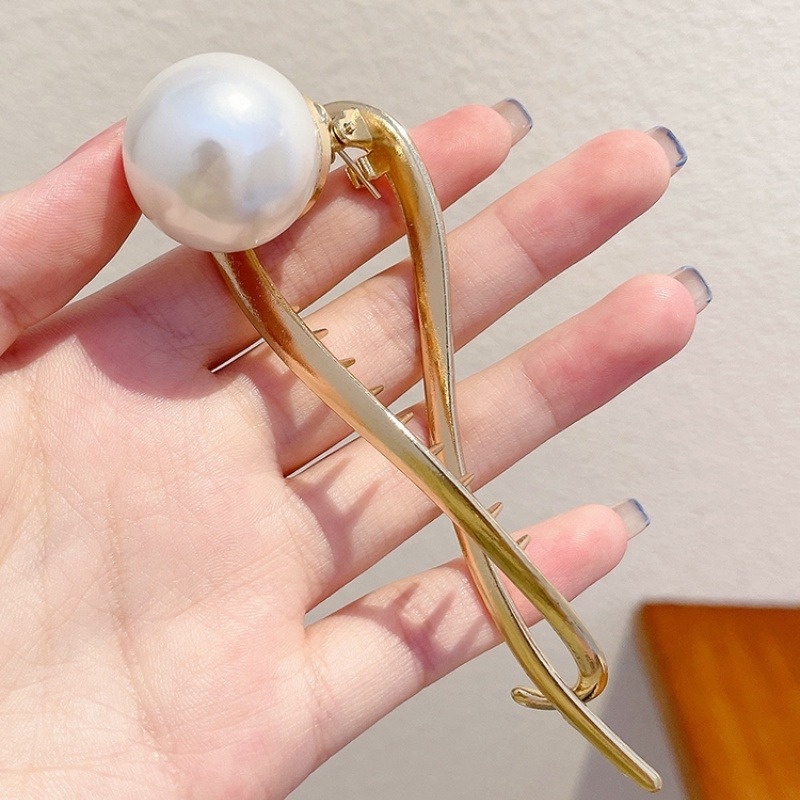 Kẹp Tóc Đính Ngọc Trai Bằng Hợp Kim Phong Cách Thời Trang Hàn Quốc