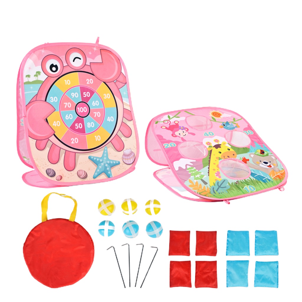 <Sabaya> 1 Set Sandbag Toy Cartoon Animal Pattern Parent-child Interaction Fabric Bean Bag Toss Game Toy for Outdoor