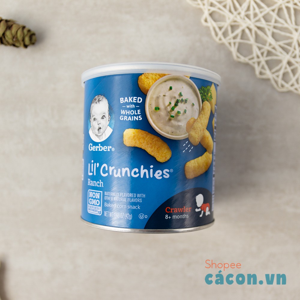 [Bánh ăn dặm] Bánh Gerber lùn Lil' Crunchies phô mai dạng que, đồ ăn dặm Gẻber cho bé từ 8 tháng tuổi