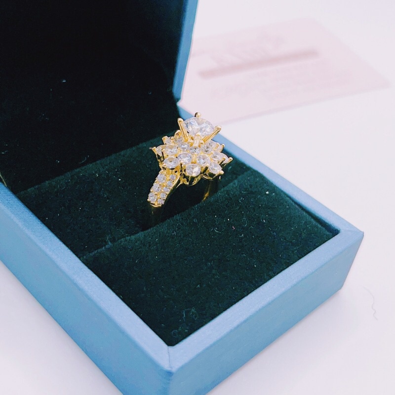 Nhẫn đồng non hoa đá hột cao sang chảnh cam kết không đen Kami