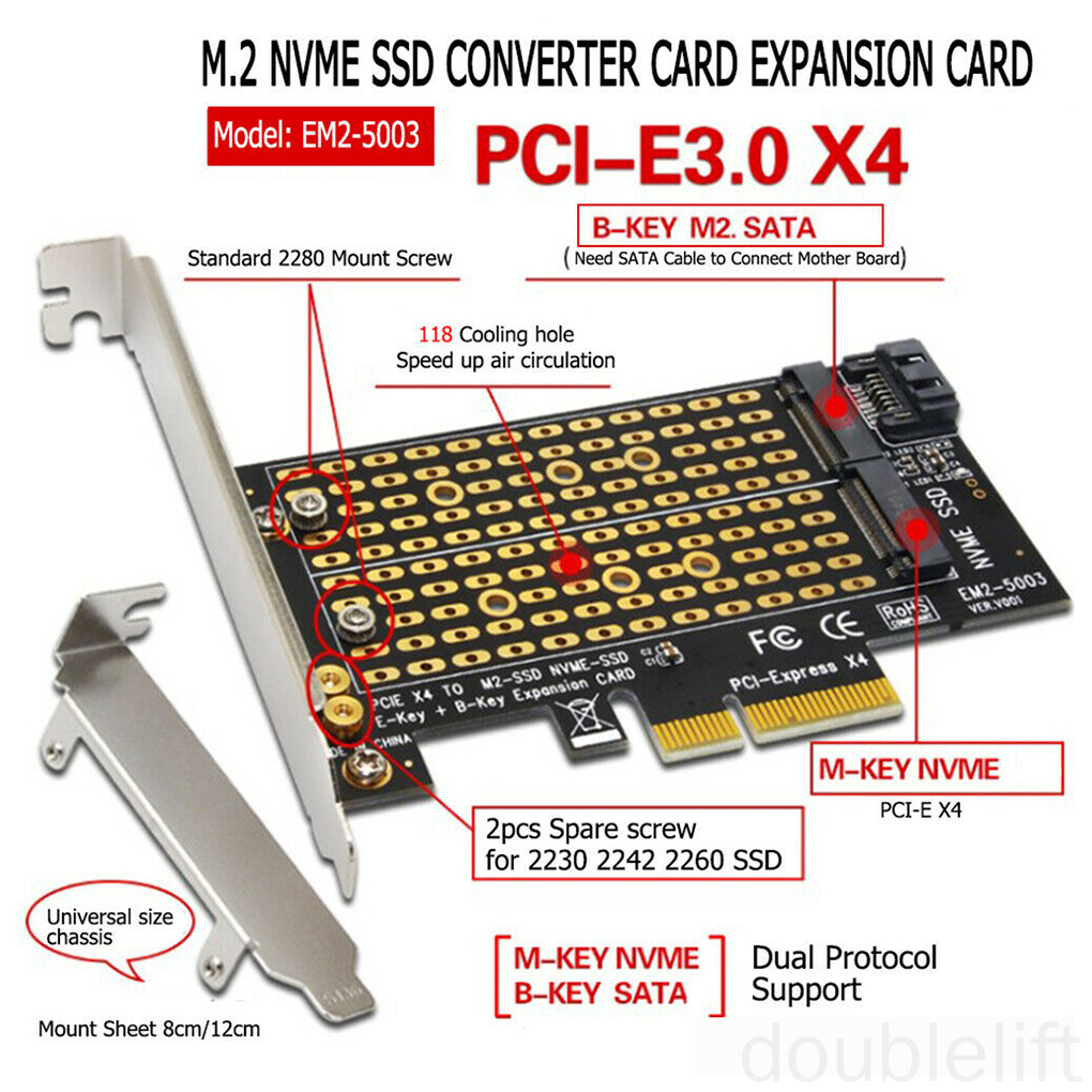 Card Chuyển Đổi Pci-E Sang M2 Nvme Sang Pci-E Cho Máy Tính