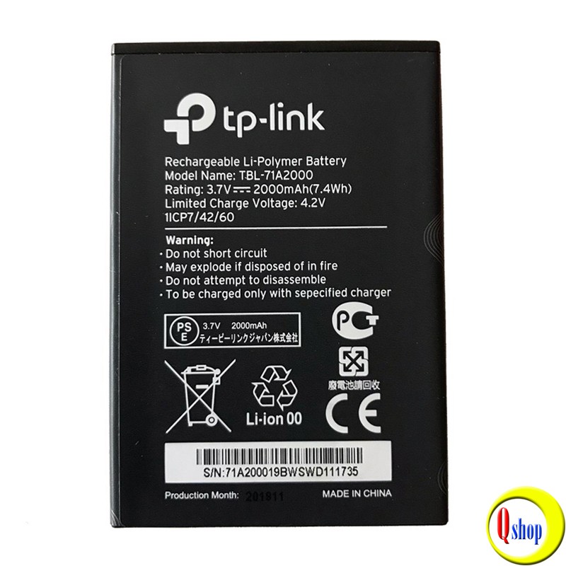 Pin TBL-71A2000 2000mAh dùng cho TP-Link M7350v5.2, M7300v2.1 - Chính hãng