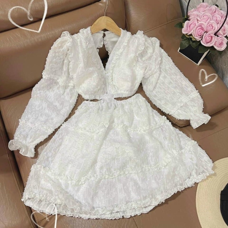 ĐẦM TRẮNG LÔNG CUTOUT LƯNG ❣️