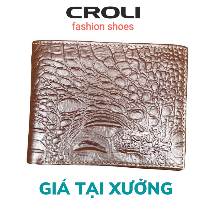 Ví nam da bò.Bóp da nam vân cá sấu thời trang.CROLI-V168