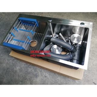 Chậu rửa chén 304 cao cấp 8245d - tặng rổ đa năng - chậu rửa bát inox sus 304