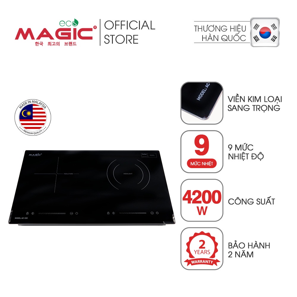 Bếp điện từ đôi kết hợp bếp hồng ngoại Magic Eco AC220 MADE IN MALAYSIA,bảo hành chính hãng 30 tháng