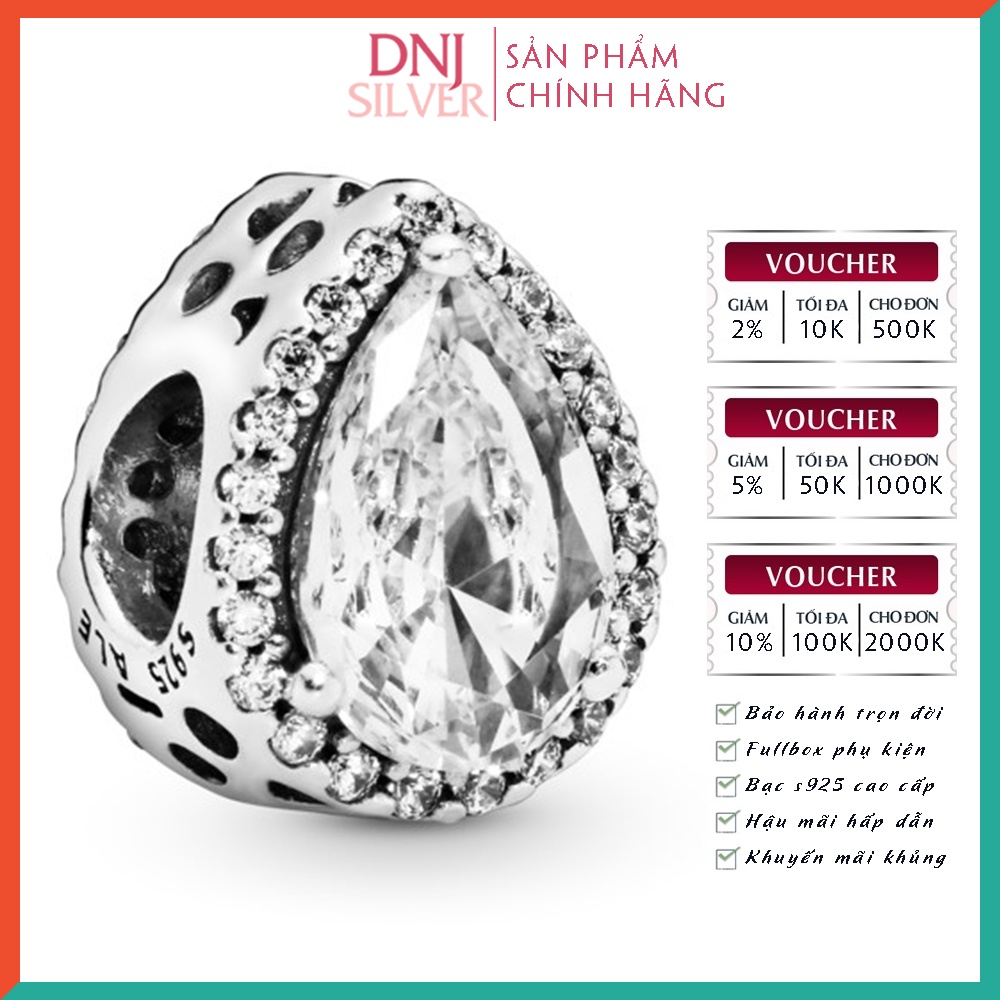 [Hàng cao cấp] Charm bạc 925 cao cấp, hàng chuẩn bạc - Charm Sparkling Teardrop Halo thích hợp để mix vòng tay charm