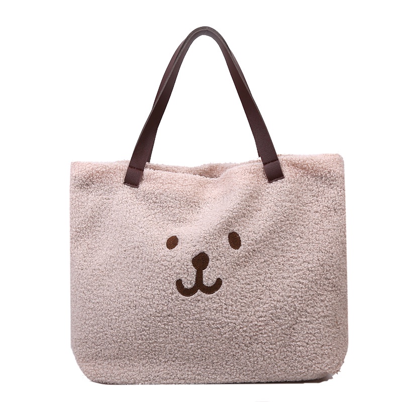 Túi Xách Cỡ Lớn Thêu Hình Gấu Dễ Thương Phong Cách Nhật Hàn Cho Nữ CYR623