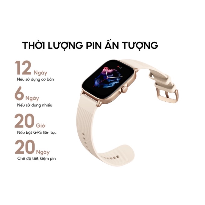 Đồng hồ thông minh Amazfit GTS 3 Pin 12 ngày Tiếng Việt | Chính hãng BH 12 tháng