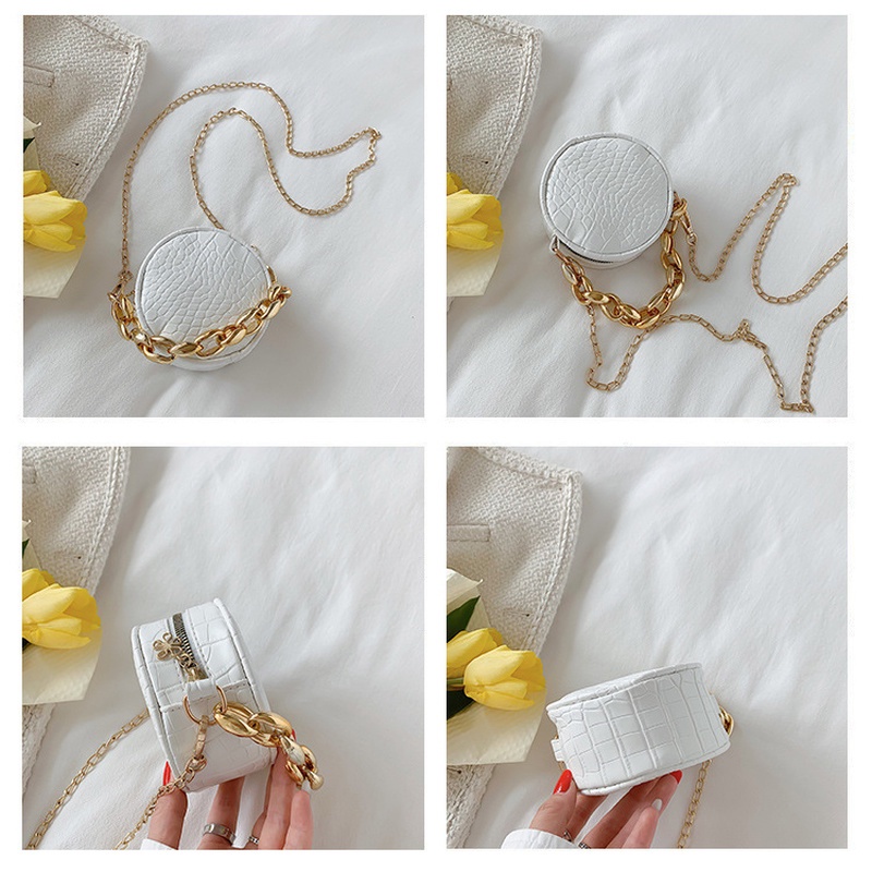 Túi Đeo Chéo Tròn Nhỏ Họa Tiết Vân Đá Màu Trơn Đơn Giản NB00152