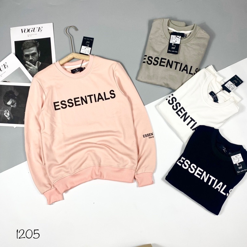 Áo nỉ dài tay Essentials có hoạ tiết chữ phong cách hàn quốc, Áo thun mùa đông 4 mầu thời trang btshop từ 50 đến 75 kg.