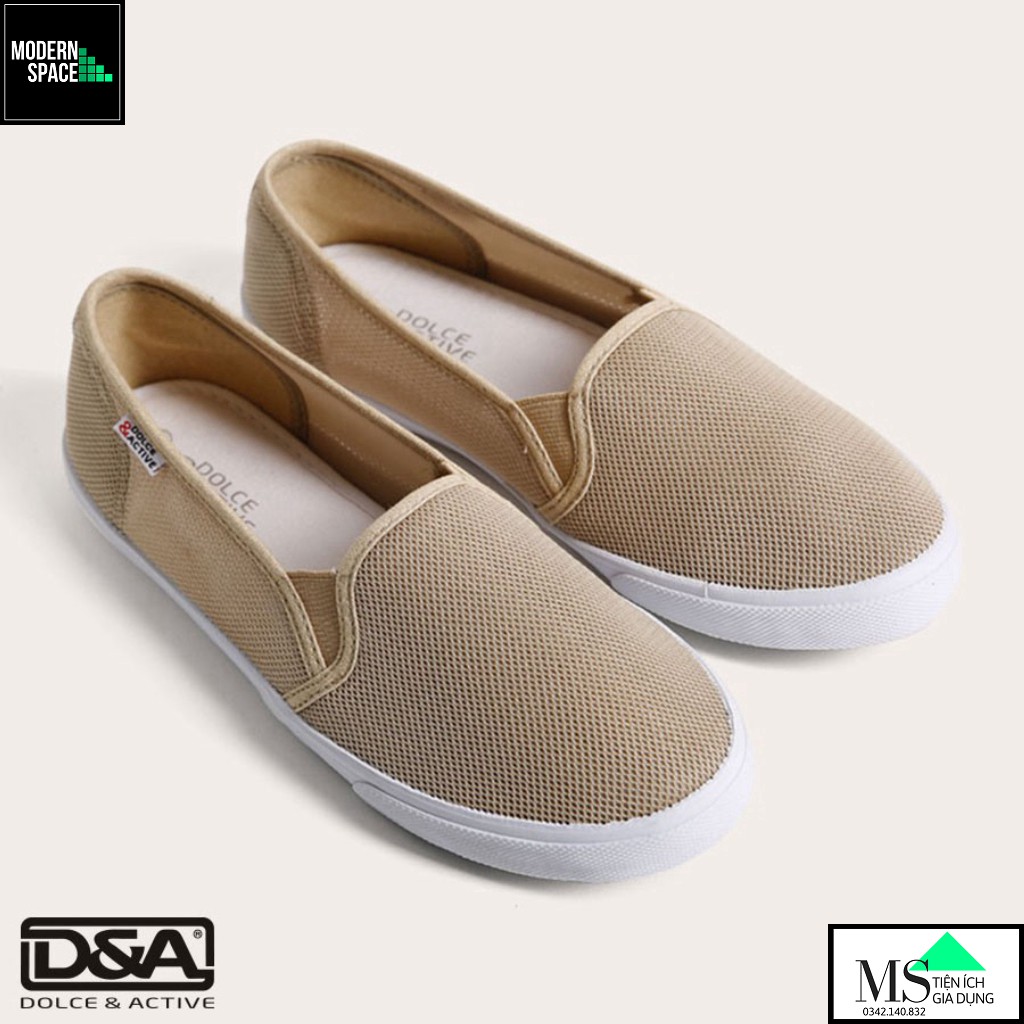 (GIÀY NỮ) Giày Lười Slip-on nữ D&amp;A L1707 Màu be (VNXK) [CHÍNH HÃNG]