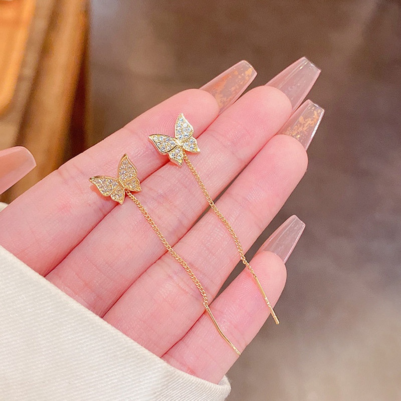Bông tai nữ dáng dài thiết kế hình bướm phong cách thời trang nhẹ nhàng nữ tính mẫu mới nhất 2023