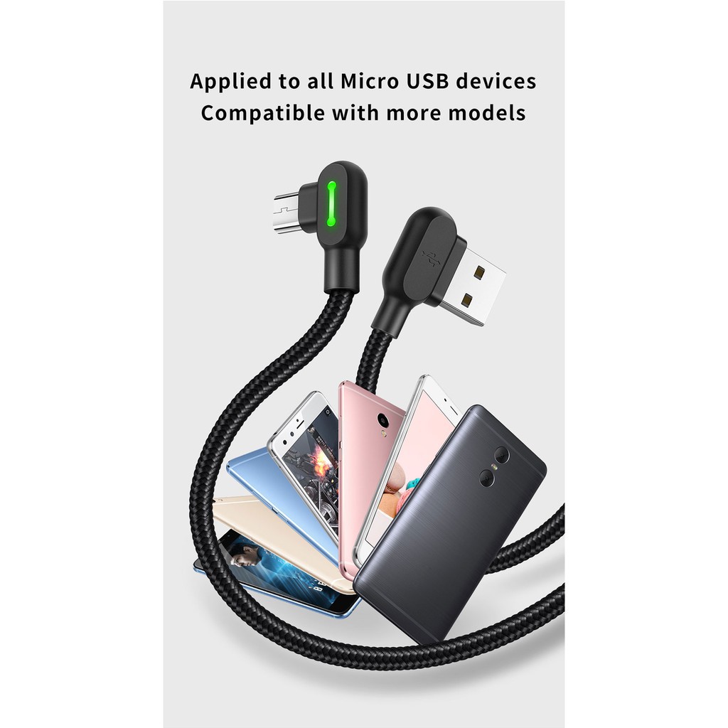 Cáp Sạc Nhanh Mcdodo Bẻ Góc 90 Độ Cổng iPhone / Micro Usb / Type-C USB Cho iPhone Android Dài 0.5M