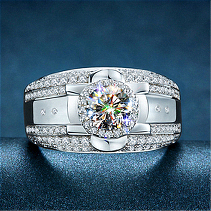 Nhẫn mạ bạc 925 đá zircon đá kim cương kiểu Hàn