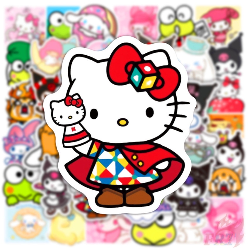 Set 100 nhãn dán hoạt hình nhân vật Sanrio Kawaii mix Q Melody Kuromi Kerokero Keroppi Cinnamoroll Hello Kitty DIY