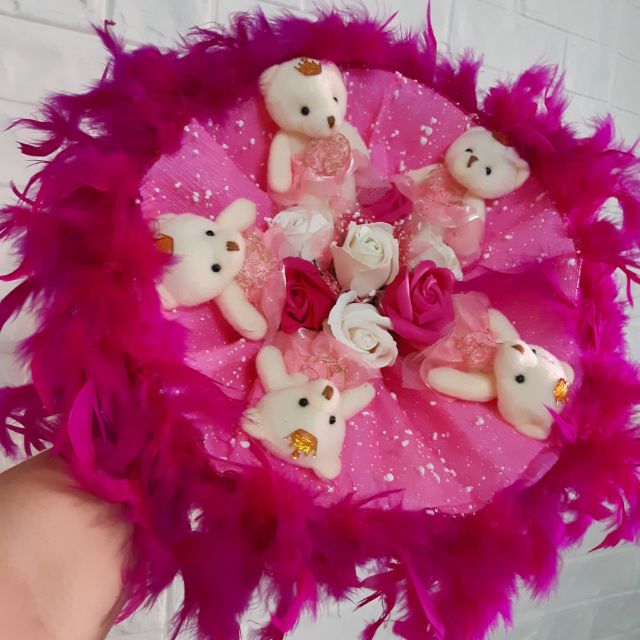 Bó hoa gấu bông hồng