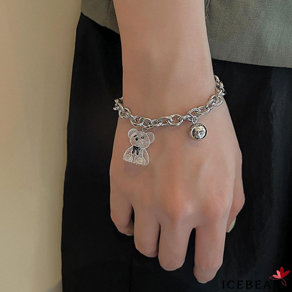 Vòng Đeo Tay Mặt Hình Gấu Dễ Thương Bằng Hợp Kim Có Thể Điều Chỉnh Cho Nam Và Nữ