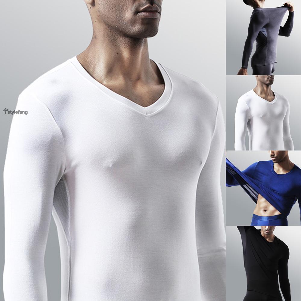 Mens Tops Undershirt Men's Mens Sweater Under Base Layer Long Sleeve L XL 3XL V Neck Autumn Shirt Top Blouse Tee