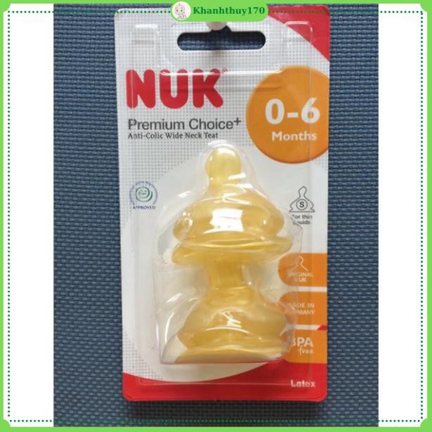 (CHÍNH HÃNG CÓ TEM PP) Núm ti Nuk Premium Choice cao su cho bình cổ rộng