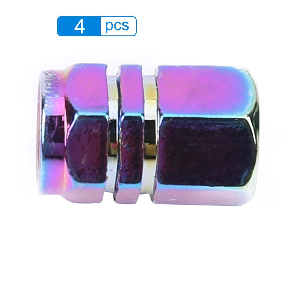 Set 4 nắp van xe đạp , xe máy bằng nhôm hình lục giác nhiều màu