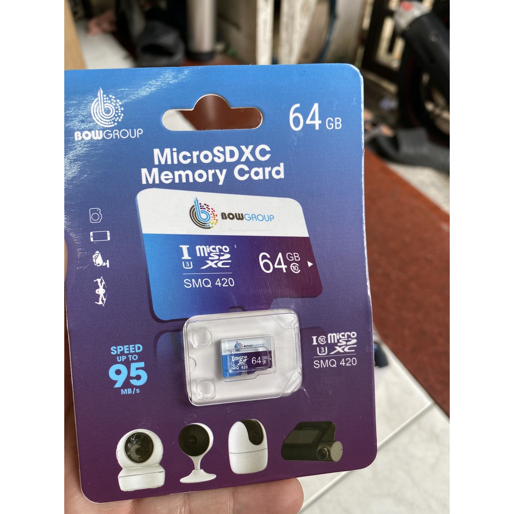 Thẻ nhớ MicroSD 64Gb Bowgroup - Thẻ cho điện thoại, máy ảnh, camera, camera hành trình