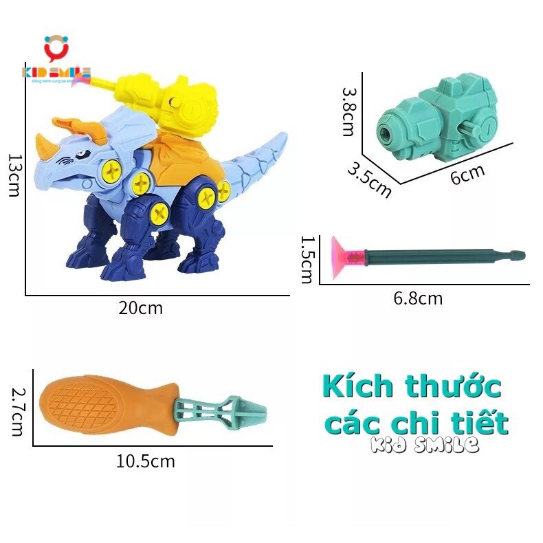 Đồ chơi xếp hình, lắp ráp mô hình 3 con khủng long siêu thú đại chiến size lớn 21cm, set 3 con - DOZKIDZ