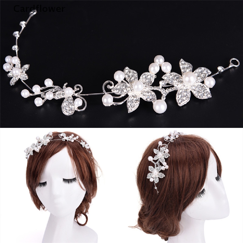 &lt; Cardflower &gt; Cài Tóc Đính Đá Pha Lê Và Ngọc Trai Màu Bạc Cho Cô Dâu Trong Tiệc Cưới