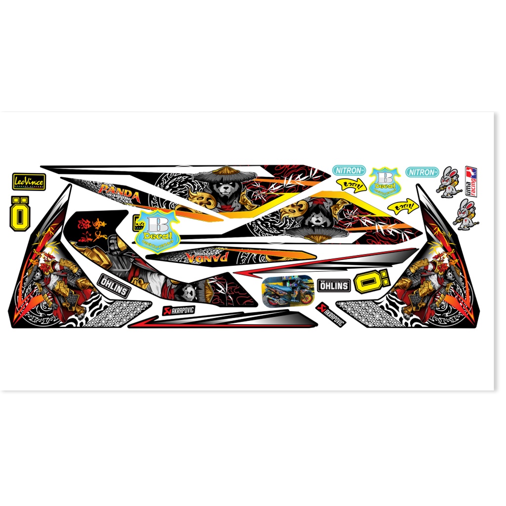 ( Quí khách vui lòng mang ra tiệm cho thợ dán ) Tem vario 2017 gấu trúc panda đen