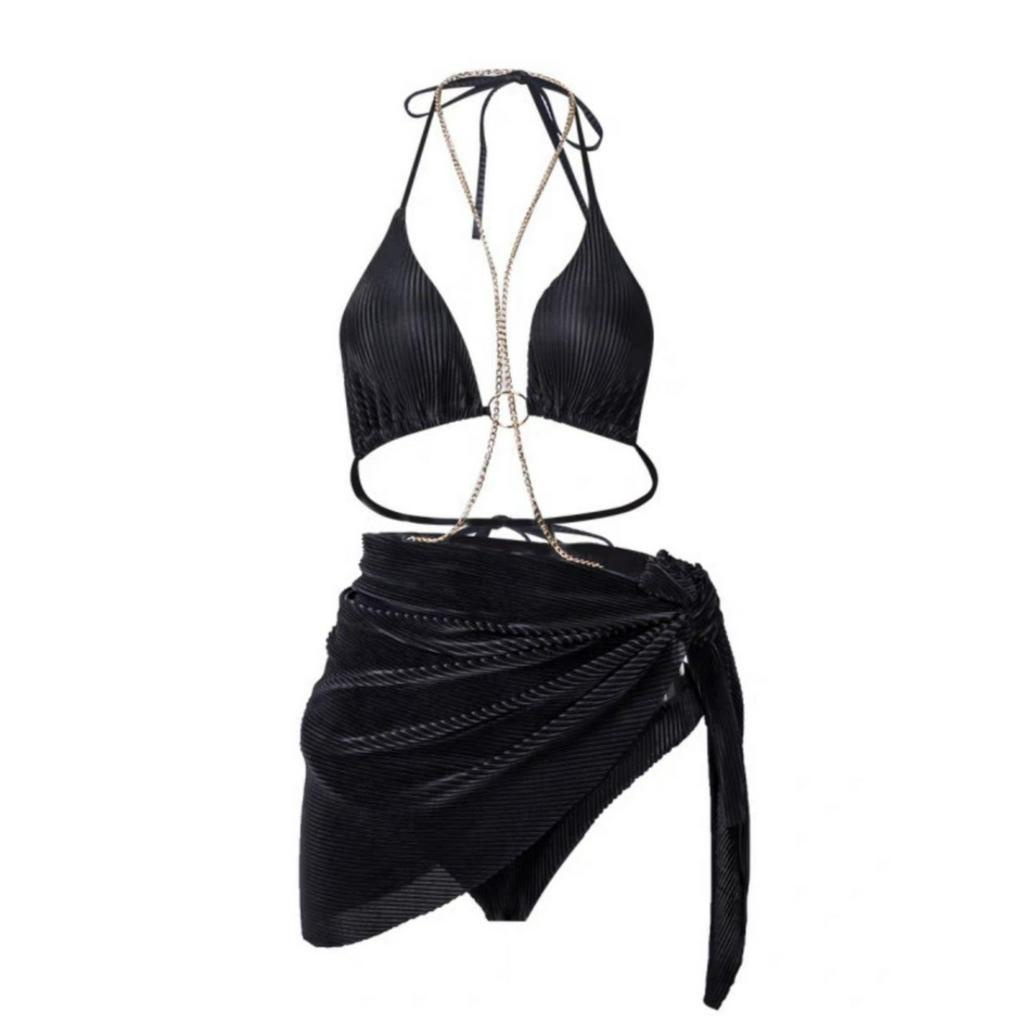 Bikini 2 mảnh sieeui sexy có kèm khắn quấn đen , đồ tắm biển