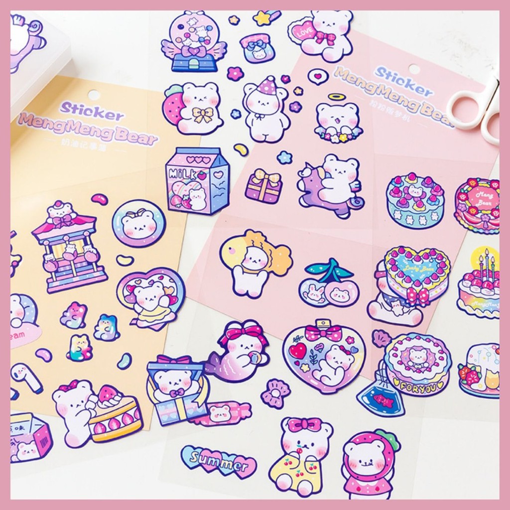 STICKER MENGMENG BEAR CUTE (4 MẪU)