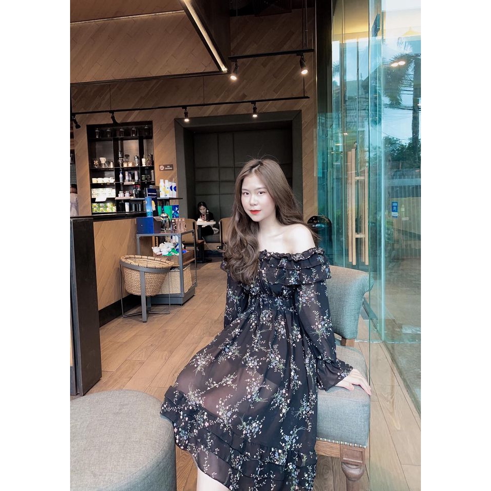[Mã FAGREEN1505 giảm tới 30K đơn 99K] [Ảnh thật/ Sẵn] Đầm - Váy hoa nhí trễ vai bèo dài tay chun eo ulzzang | BigBuy360 - bigbuy360.vn