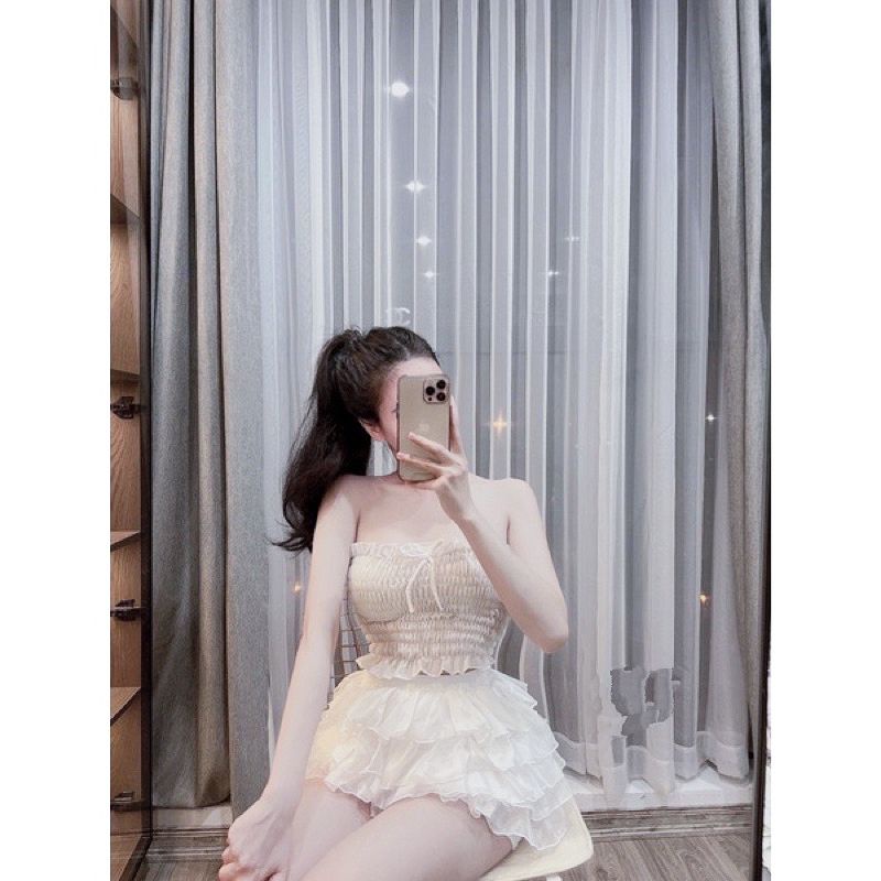 Set váy tầng áo nhún hot siêu đẹp ( chuẩn hình )