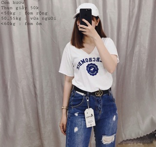 [RẺ NHẤT SHOPEE] Áo thun giấy cổ tim chữ aber