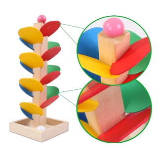 Wooden Spiral Ball Game Tree Leaves Tower Build Toy Educational Kid Child Baby
