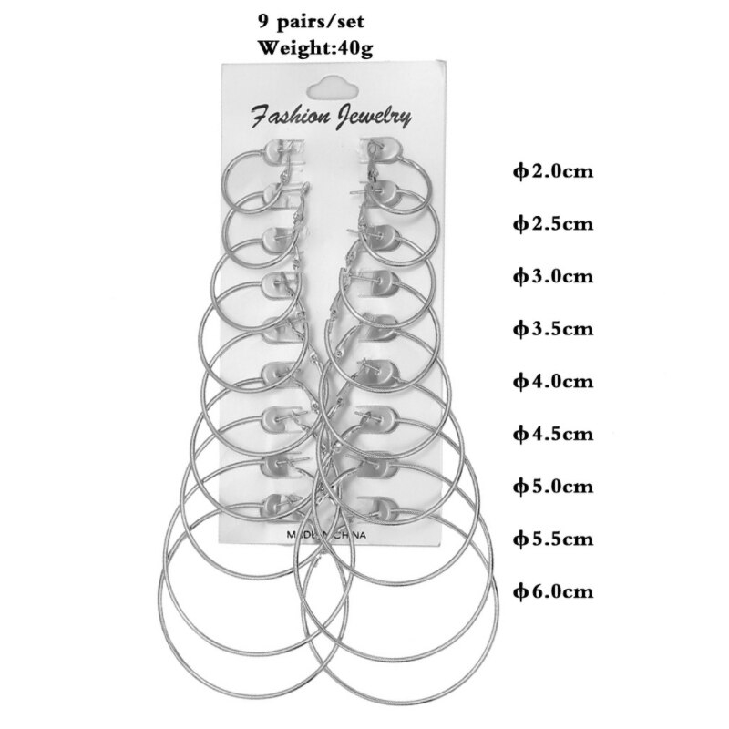 Bộ 6/ 9/ 12 đôi bông tai mạ vàng/ bạc dạng vòng phong cách steampunk cổ điển dành cho nữ