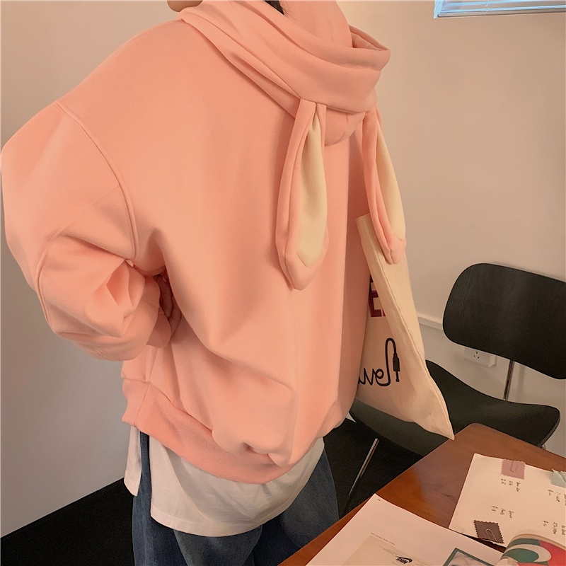 Áo hoodie dài tay cỡ lớn phối nhung dễ thương 47315 | BigBuy360 - bigbuy360.vn