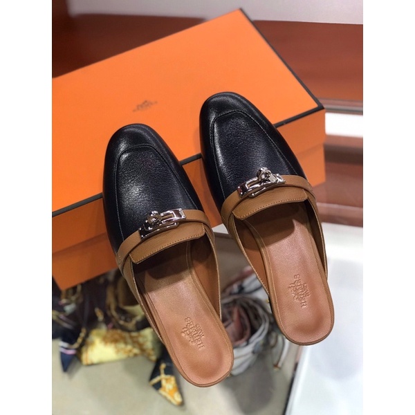 Giày sục nữ thương hiệu Hermes HM mẫu mới 2021 da thật cao cấp