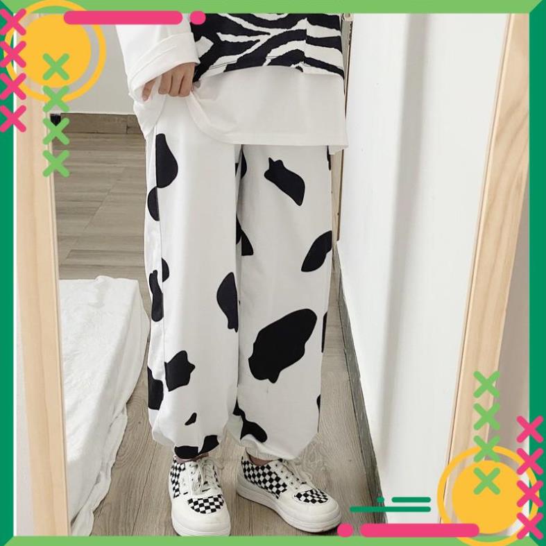 Quần dài bò sữa quần áo nam nữ SHOP Chất Nỉ Da Cá Bò Sữa Bo Gấu Nam Nữ Trắng Unisex full tag tem logo