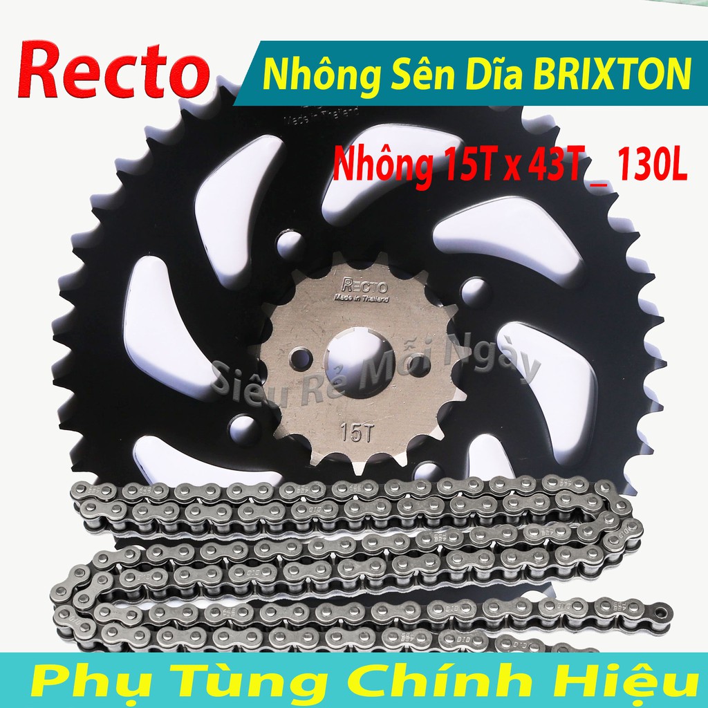 Nhông Sên Dĩa Recto Brixton 125, 150cc, Winner150cc, Sonic Sên Đen 130L 10ly DID HDS Thái Lan 15T x 43T