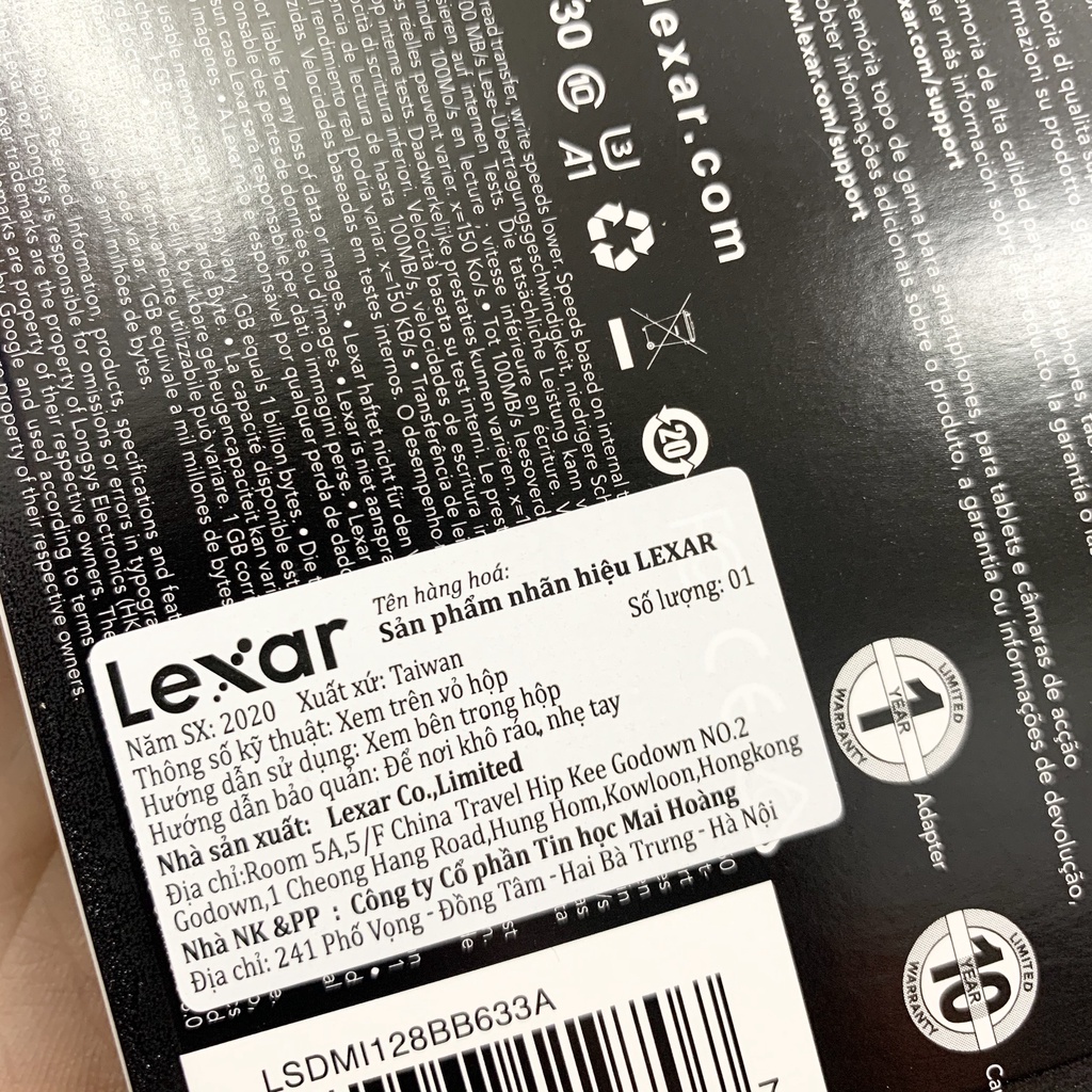 Thẻ nhớ Lexar 32GB , 64GB , 128GB Class 10 tốc độ 100Mb/s-Chính Hãng Mai Hoàng Phân Phối