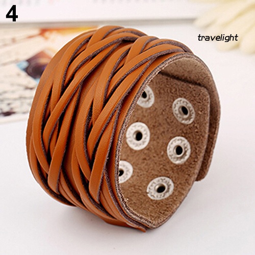 Vòng Tay Da Bản Rộng Phong Cách Punk Cá Tính Cho Nam Nữ