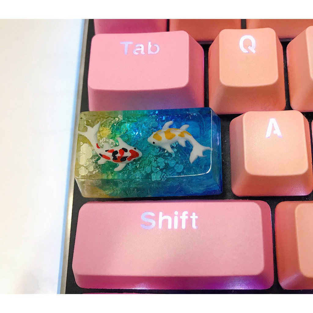 Keycap cá Koi 1,75u 🎏 nút Caps lock profile OEM ❤️ Keycaps artisan Koi fish Capslock trang trí bàn phím gaming