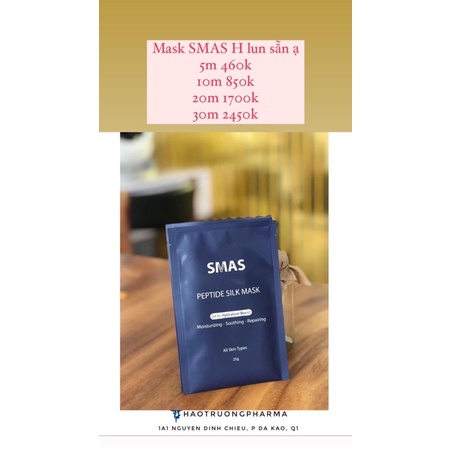 Smas Peptide Silk Mask 24H Hydration Boost - Mặt Nạ Dưỡng, Phục Hồi Cấp Ẩm Cao Cấp
