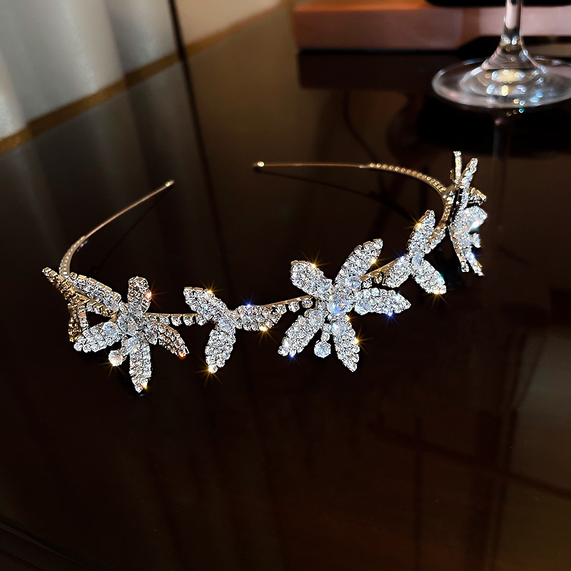 Băng đô cài tóc đính hoa kim cương giả nhiều màu sắc