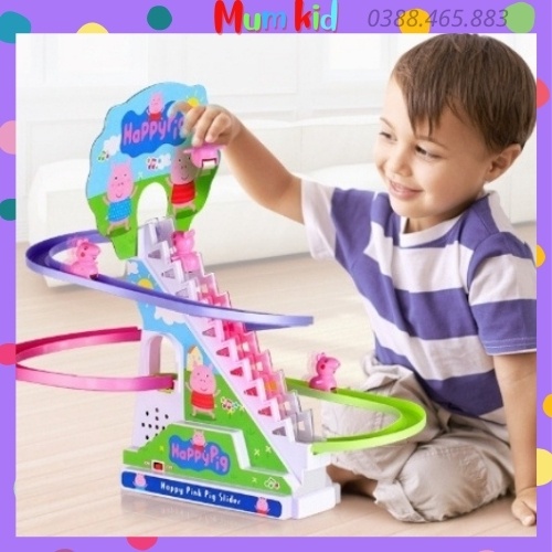 Đồ chơi vui nhộn cho trẻ em, trẻ con heo Peppa Pig, vịt leo cầu thang cho bé trai và bé gái 1 2 3 4 5 tuổi MUMKID25