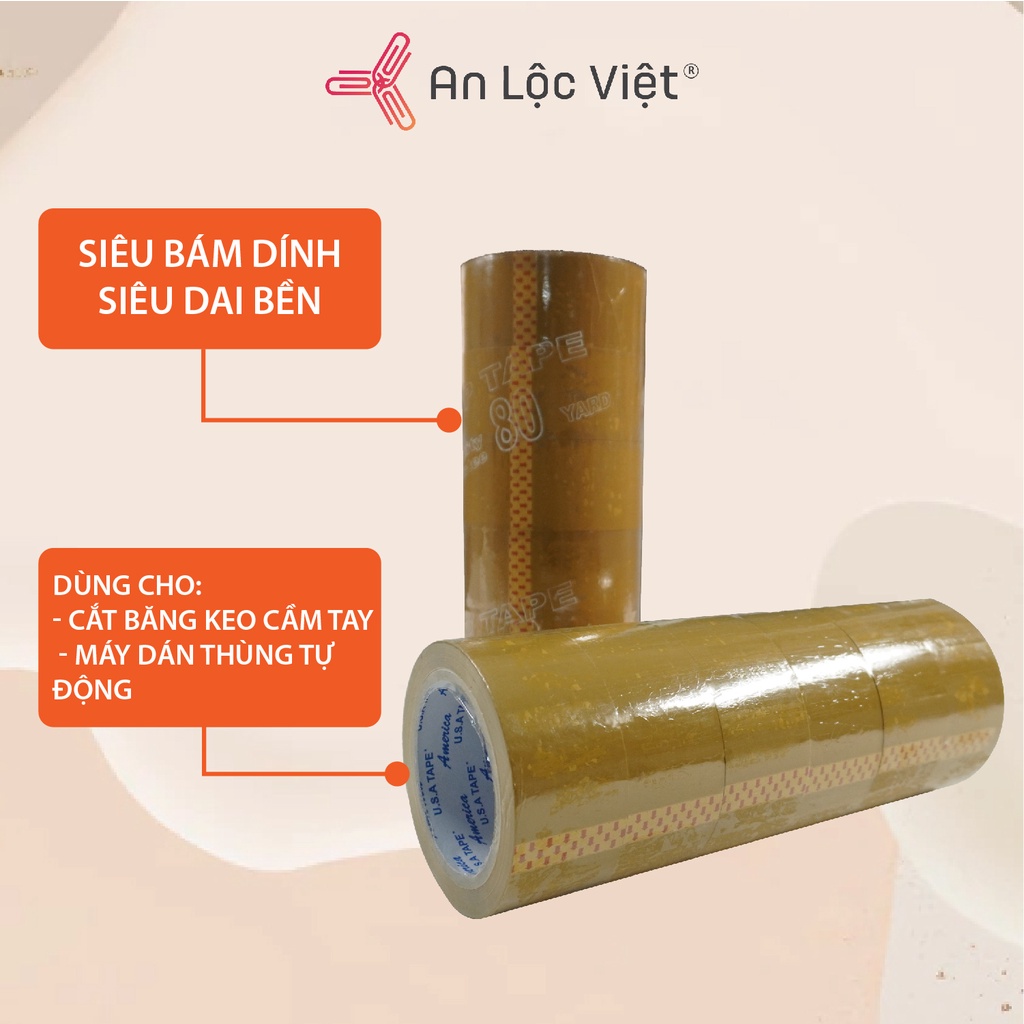Băng keo vàng đục 5cm - 80yds (1 cây = 900gr) và 5cm - 100yds (1 cây = 1,1kg)