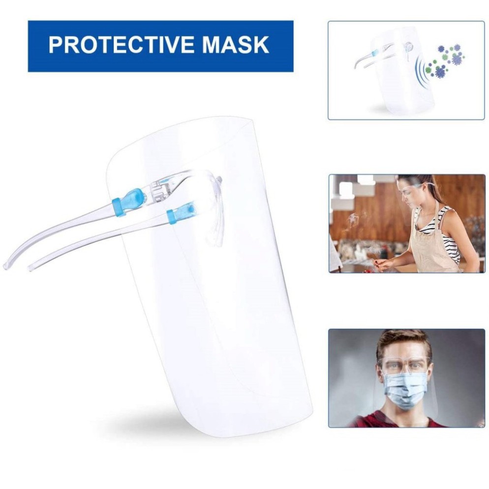 [SIEU SALE] TẤM CHẮN Face shield Mặt Nạ Bảo Hộ Y Tế Chống Dịch, Chống Giọt Bắn, Bụi Trong Suốt Nhựa PET, Khẩu Trang Nhựa